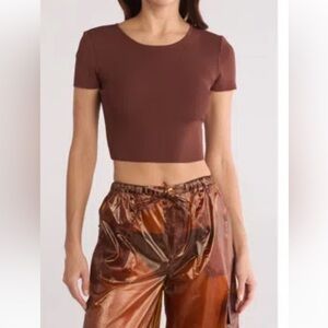 STAUD NeW XL ILA MICRO RIB TOP IN BROWN